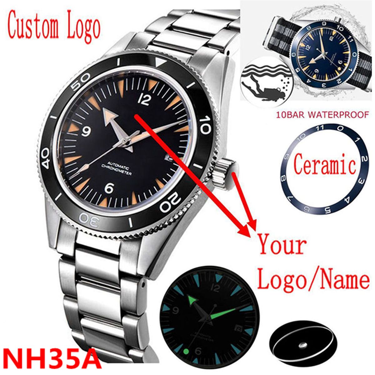 Luxury Watch Logos - Часы с механизмом NH35 с индивидуальным