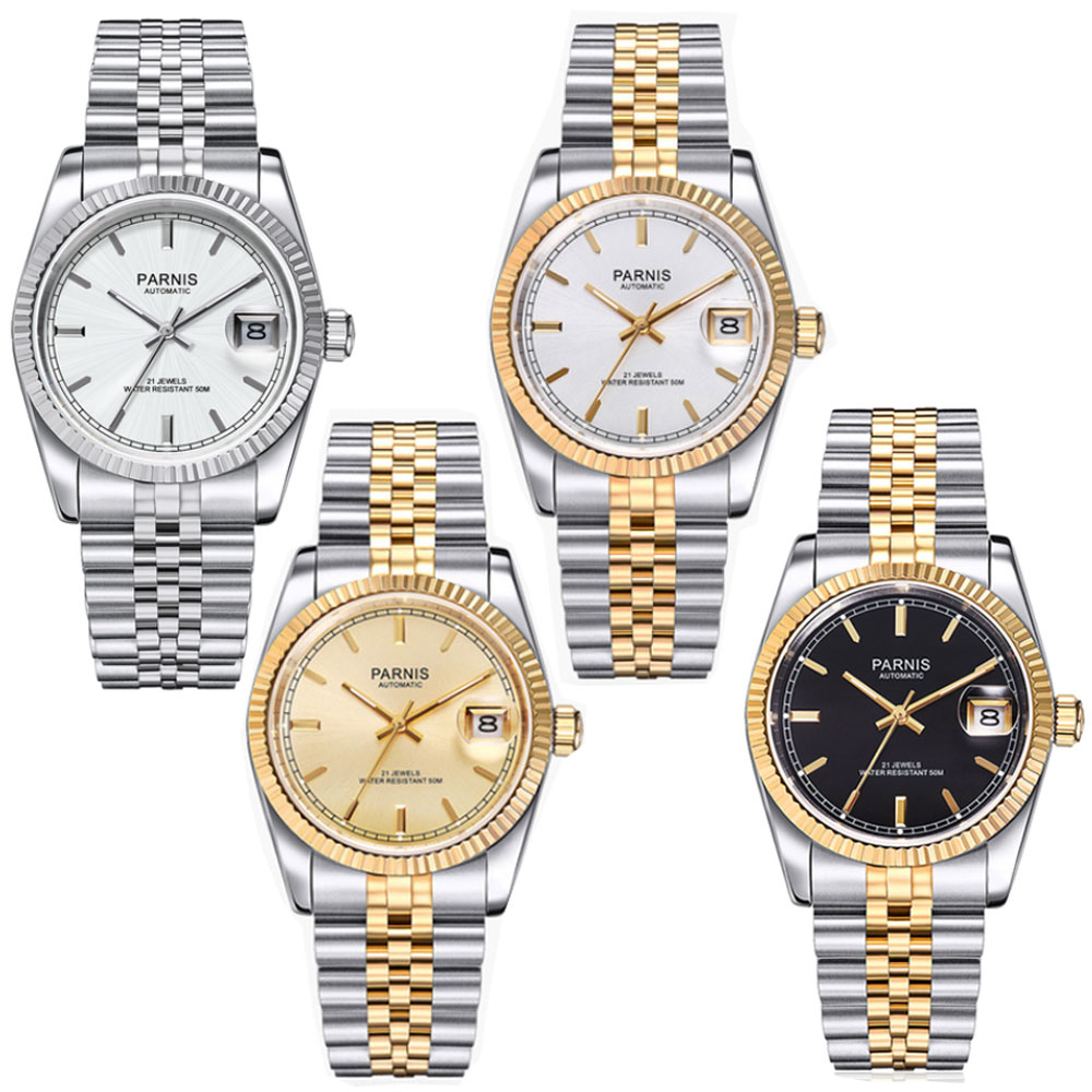 Luxury Watch Gold And Black - Мужские автоматические часы Parnis 36 мм