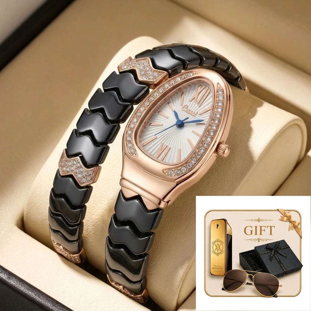 Luxury Watch Gold And Black - Набор из 4 женских часов: черные
