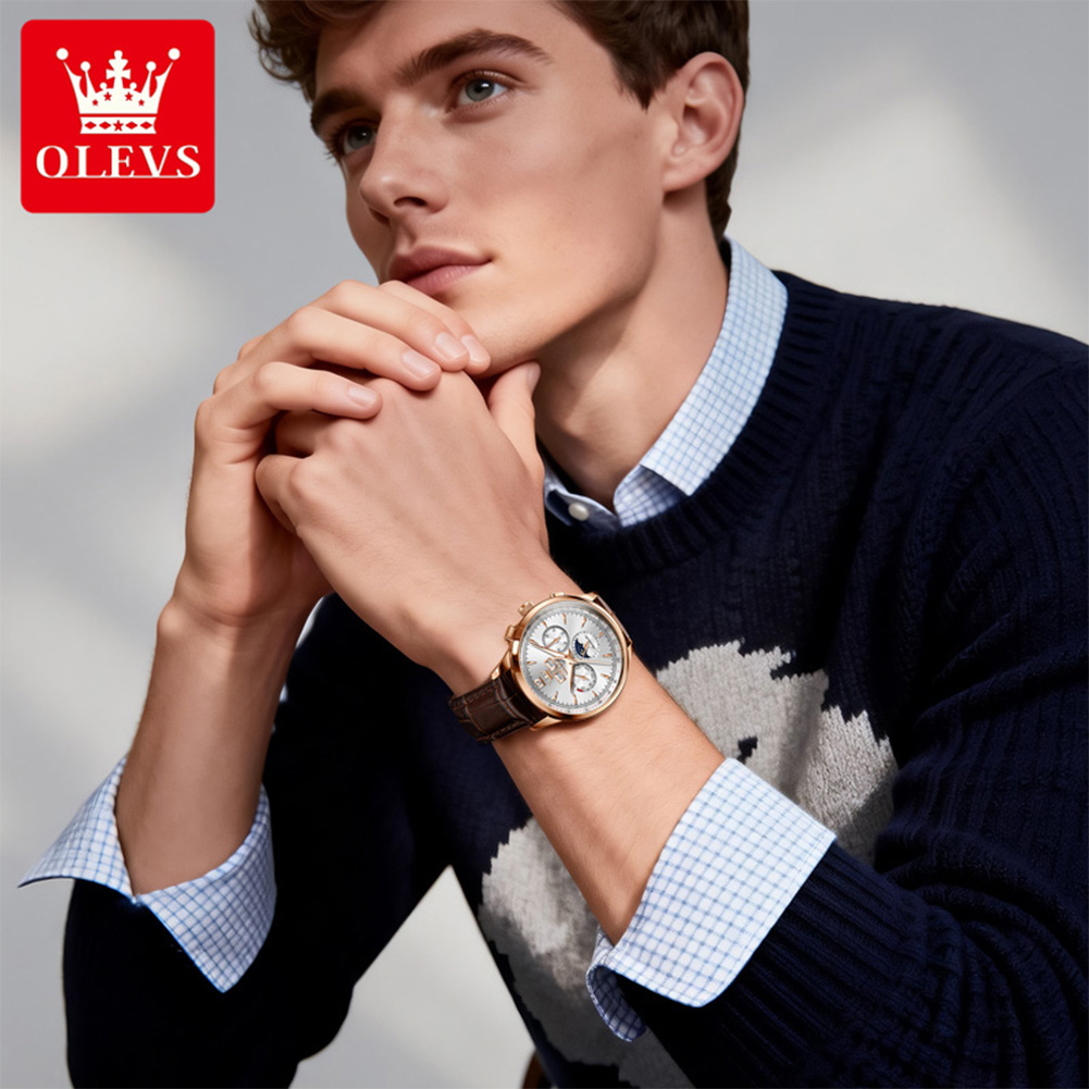 Мужские часы OLEVS 7128 с фаза – обзор и цена Luxury Watch On Sale