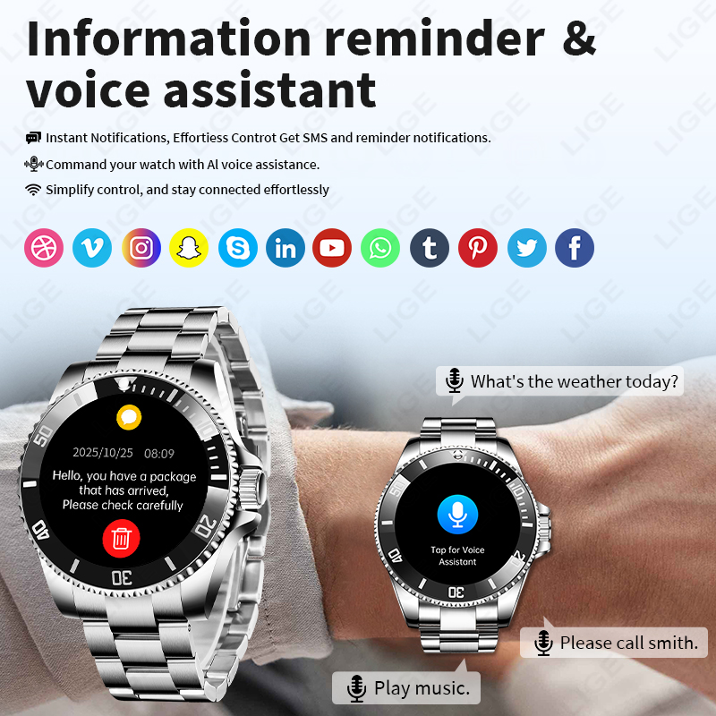 Смарт-часы LIGE для бизнеса, м – обзор и цена Luxury Watch On Wrist