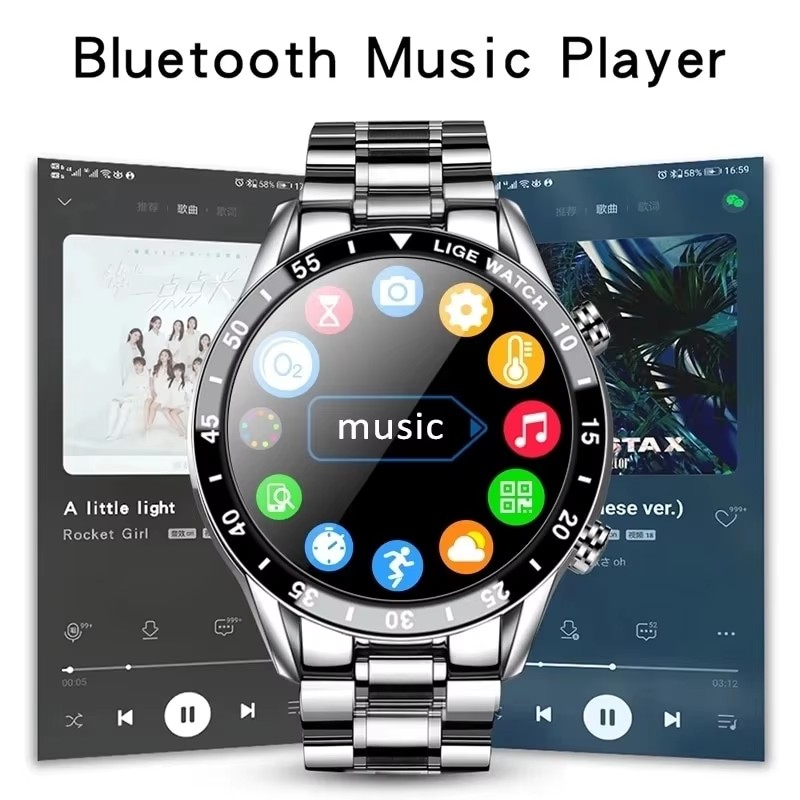 LIGE Новые Bluetooth-смарт-час – обзор и цена Luxury Watch On Wrist