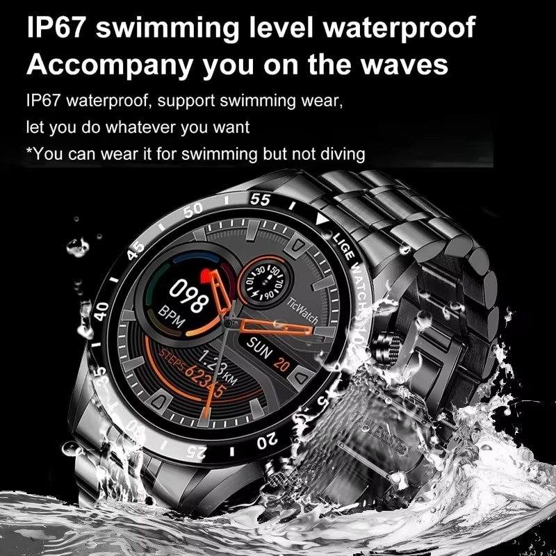 LIGE Новые Bluetooth-смарт-час – обзор и цена Luxury Watch On Wrist